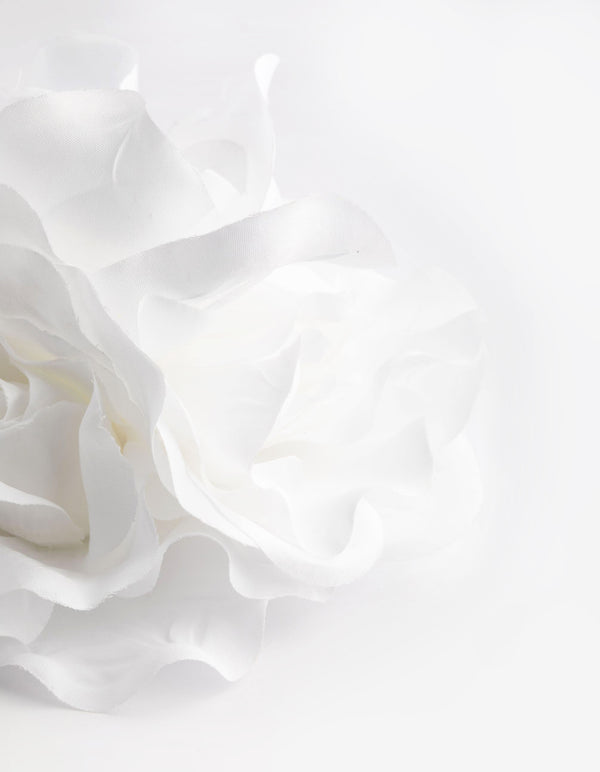 White Trio Rose Large Corsage Clip