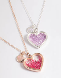 Kids Mixed Metal Diamond Heart Shaker Necklace Pack - link has visual effect only