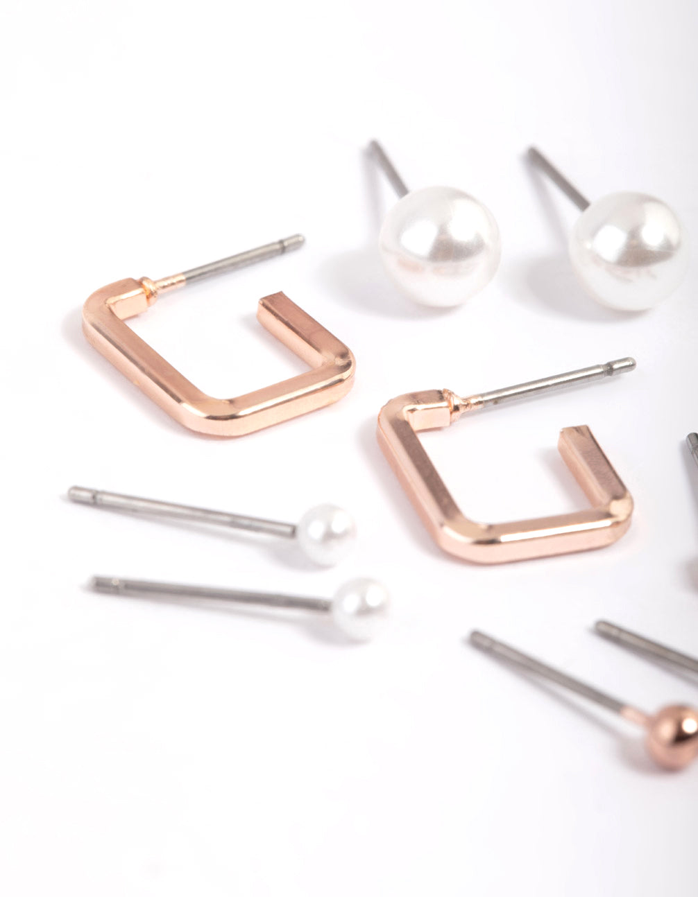 Rose Gold Pearl Earrings 5-Pack
