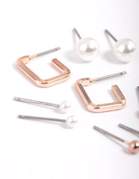 Rose Gold Pearl Earrings 5-Pack - link has visual effect only