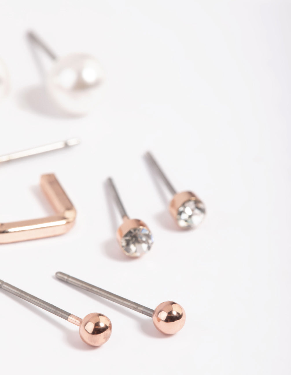 Rose Gold Pearl Earrings 5-Pack