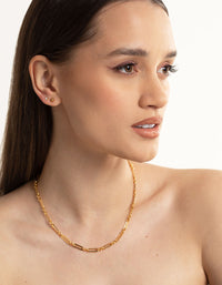 Waterproof Gold Plated Stainless Steel Cubic Zirconia Plain Stud Earrings Pack - link has visual effect only