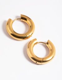 Gold Plated Stainless Steel Chunky Medium Hoop Earrings - link has visual effect only