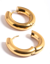 Gold Plated Stainless Steel Chunky Medium Hoop Earrings - link has visual effect only