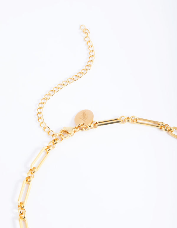 Waterproof Gold Plated Stainless Steel Open Oval Link Necklace