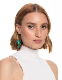 Gold Disc & Flower Cluster Hoop Earrings - link has visual effect only
