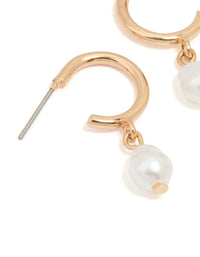Gold Pearl Drop Huggie Earrings - link has visual effect only