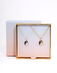 Mixed Metal Diamante Yin & Yang Necklace Pack - link has visual effect only