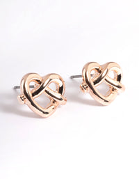 Rose Gold Heart Pretzel Stud Earrings - link has visual effect only