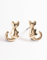 Gold Cat Stud Earrings - link has visual effect only