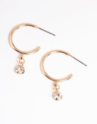 Gold Diamante Drop Hoop Earrings - link has visual effect only
