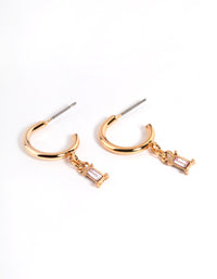 Pink Stone Drop Huggie Earrings - link has visual effect only