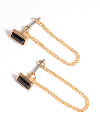 Gold Emerald Chain Front & Back Earrings - link has visual effect only