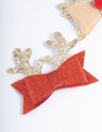 Kids Fabric Reindeer Bow Clips Pack - link has visual effect only