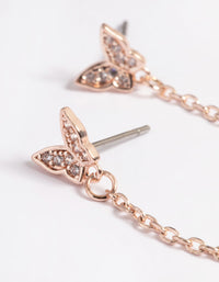 Rose Gold Plated Brass Butterfly Chain 5-Pack Earrings - link has visual effect only