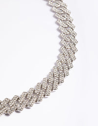 Silver Diamante Miami Chain Necklace - link has visual effect only