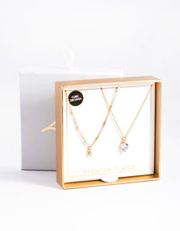 Gold Plated Delicate Cubic Zirconia Necklace Pack - link has visual effect only