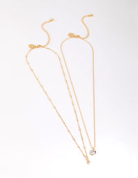 Gold Plated Delicate Cubic Zirconia Necklace Pack - link has visual effect only