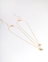 Gold Jade & Clear Quartz Necklace Pack - link has visual effect only