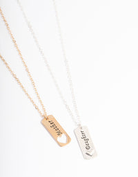 Mixed Metal Heart Tag Necklace Pack - link has visual effect only