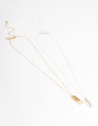 Mixed Metal Heart Tag Necklace Pack - link has visual effect only