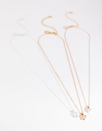 Mixed Metal Butterfly Outline Necklace Pack - link has visual effect only