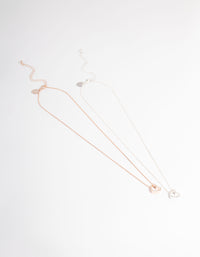 Mixed Metal Diamante Side Heart Necklace Pack - link has visual effect only