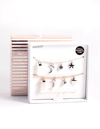 Mixed Metal Rose & Clear Quartz Mix Shard Bracelet Pack - link has visual effect only