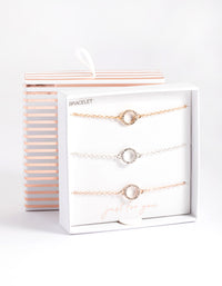Mixed Metal Diamante Open Circle Bracelet Pack - link has visual effect only