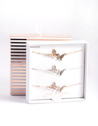 Mixed Metal Pave Butterfly Bracelet Pack - link has visual effect only