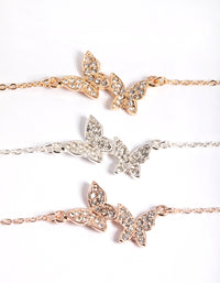 Mixed Metal Pave Butterfly Bracelet Pack - link has visual effect only