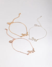 Mixed Metal Pave Butterfly Bracelet Pack - link has visual effect only