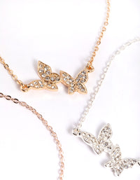 Mixed Metal Pave Butterfly Bracelet Pack - link has visual effect only