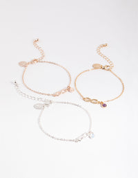 Mixed Metal Rose Quartz & Amethyst Infinity Pack Bracelet - link has visual effect only