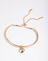 Gold Heart Bangle with Toggle Bracelet - link has visual effect only