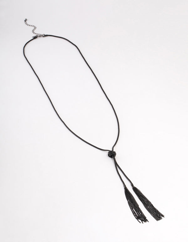 Black Long Snake Chain Knot Necklace