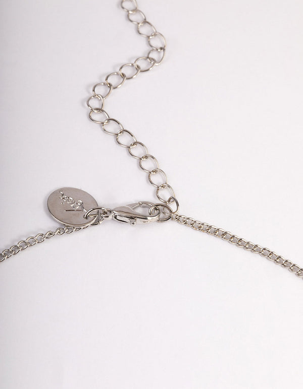 Silver Cubic Zirconia Statement Teardrop Necklace