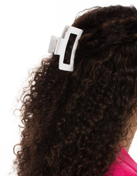 White Matte Rectangle Outline Claw Clip - link has visual effect only