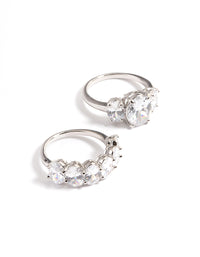Silver Diamond Simulant Oval Baguette Ring Pack - link has visual effect only