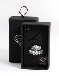 Silver Diamond Simulant Oval Baguette Ring Pack - link has visual effect only