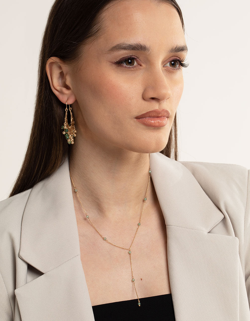 Worn Gold Mini Oval Necklace