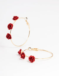Gold Large Triple Rose Hoop Earrings - link has visual effect only