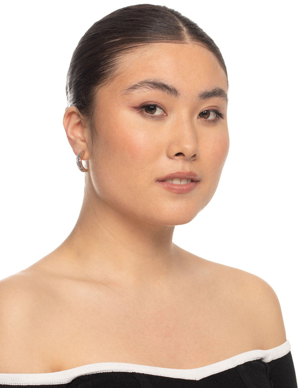 Gold Clear Huggie Earrings