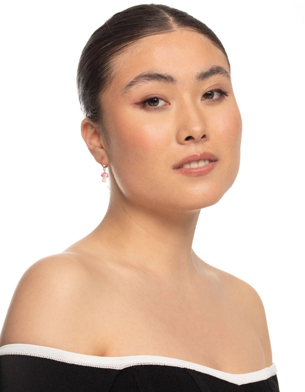 Pink Mini Mushroom Huggie Earrings