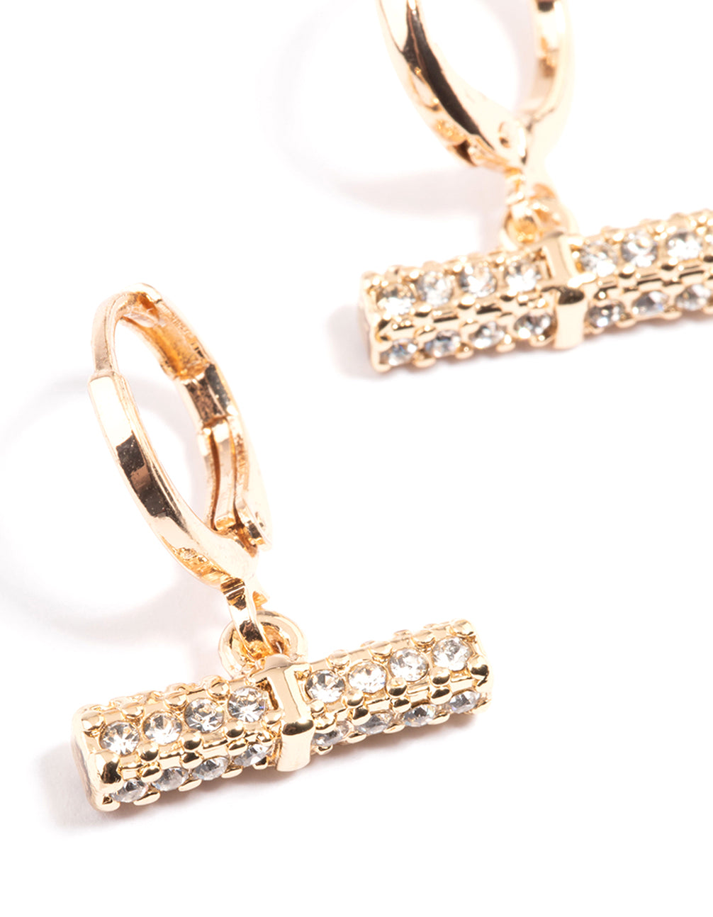 Gold Diamante Bar Huggie Earrings