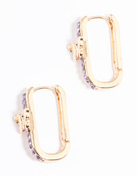 Gold Diamante Butterfly Oval Huggie Earrings - link has visual effect only