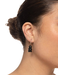 Gold Diamante Black Lolly Bear Earrings - link has visual effect only