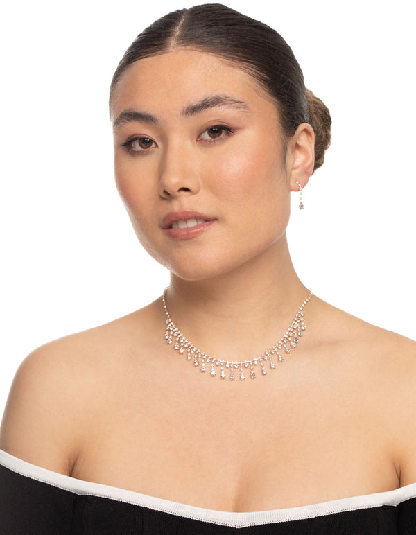 Rose Gold Fan Cupchain Drop Earrings & Necklace