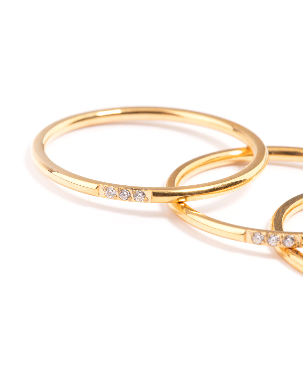 WaterproofGold Plated Stainless Steel Thin Cubic Zirconia Ring