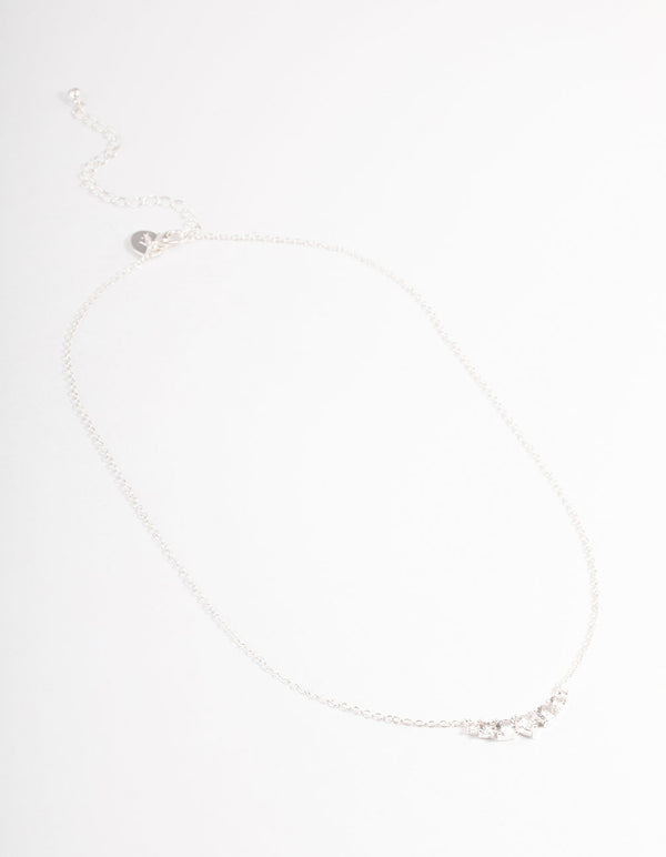 Silver Diamante Curve Bar Necklace